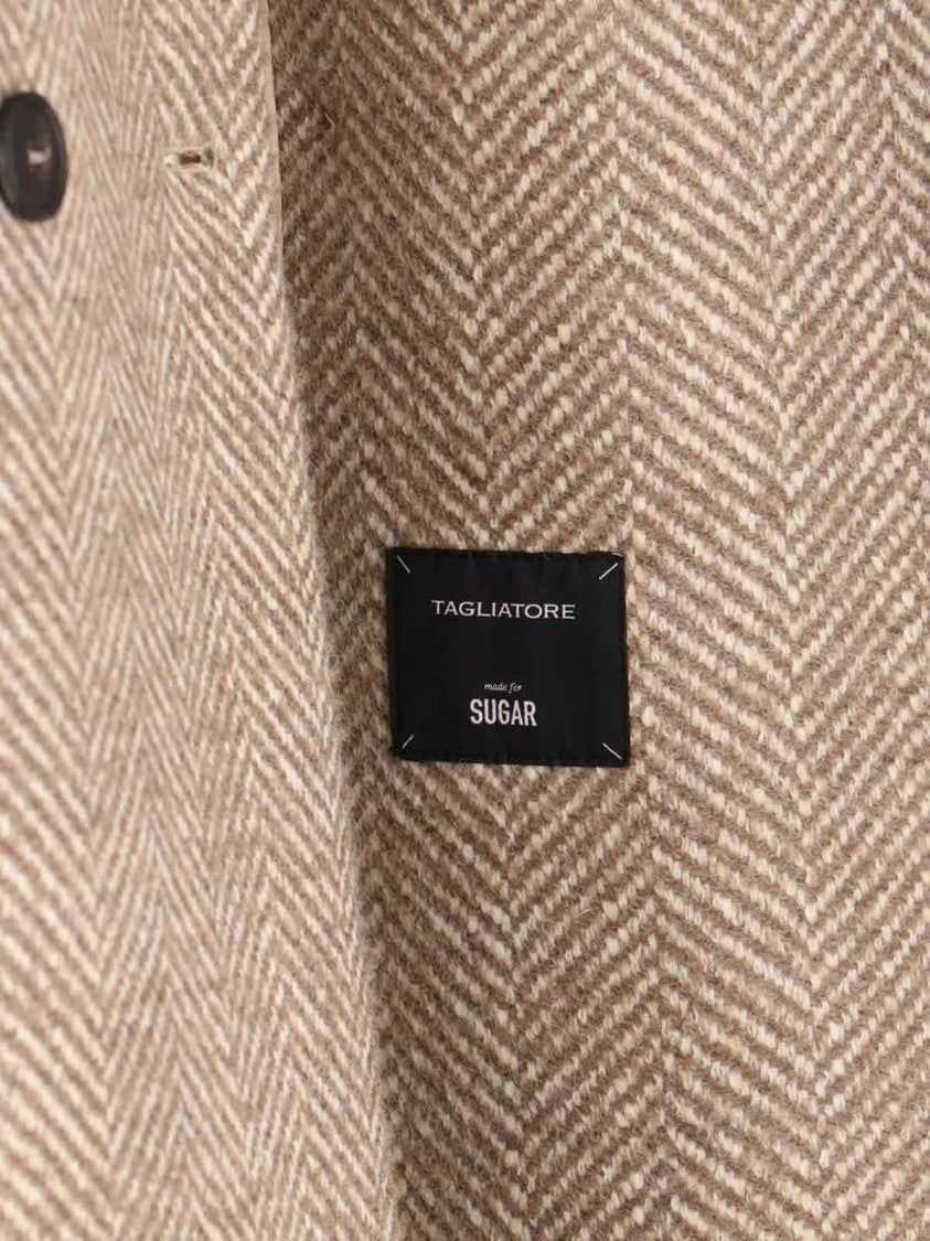 Tagliatore Tailored Beige Coat With Lapel Collar And Button Closures