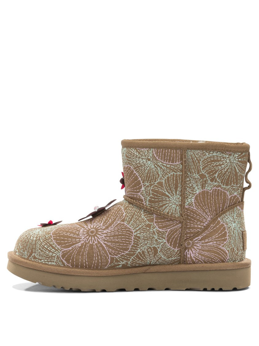 Ugg Playful Floral Suede Ankle Boots With 3D Appliqués