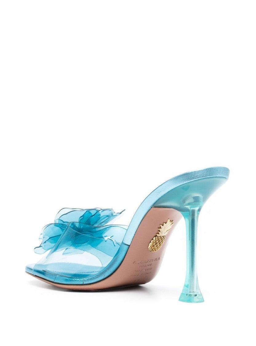 Aquazzura Transparent Aqua Blue Lambskin Mule Sandals