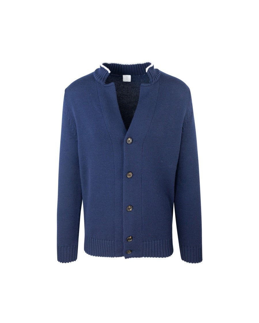 Eleventy Blue Wool Cardigan