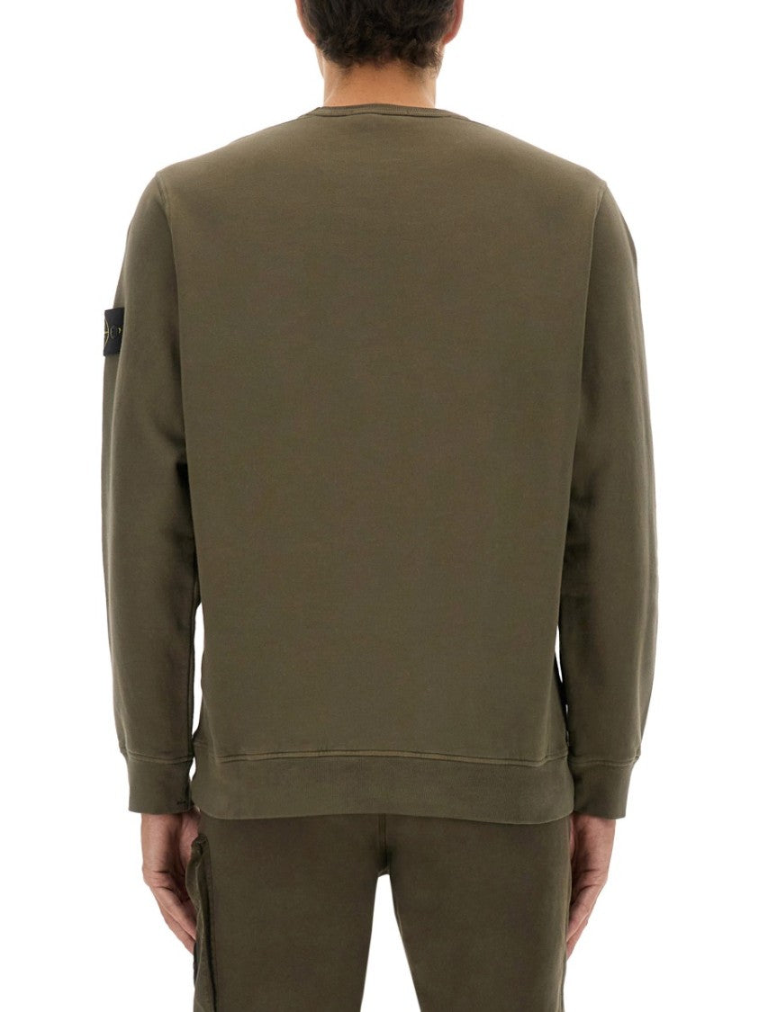 Stone Island Minimalist Organic Cotton Sweatshirt With Logo Patch