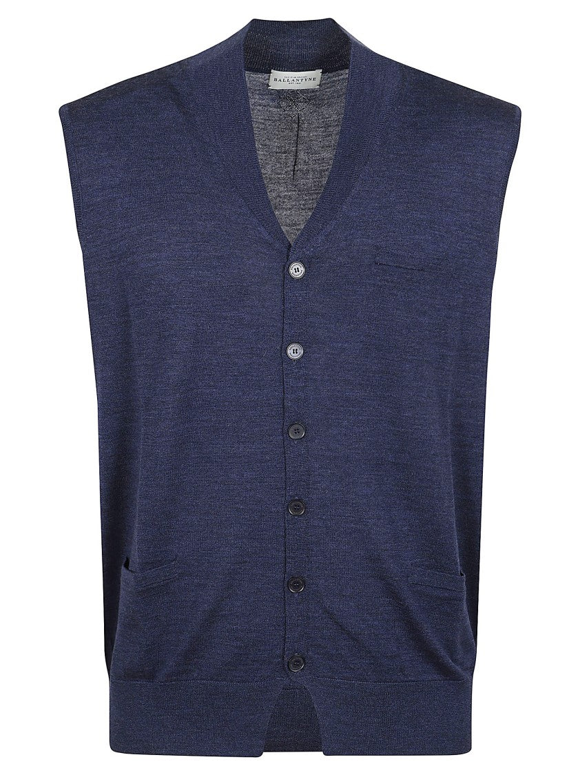 Ballantyne Wool Waistcoat With Fine Mesh Design And Functional Pockets