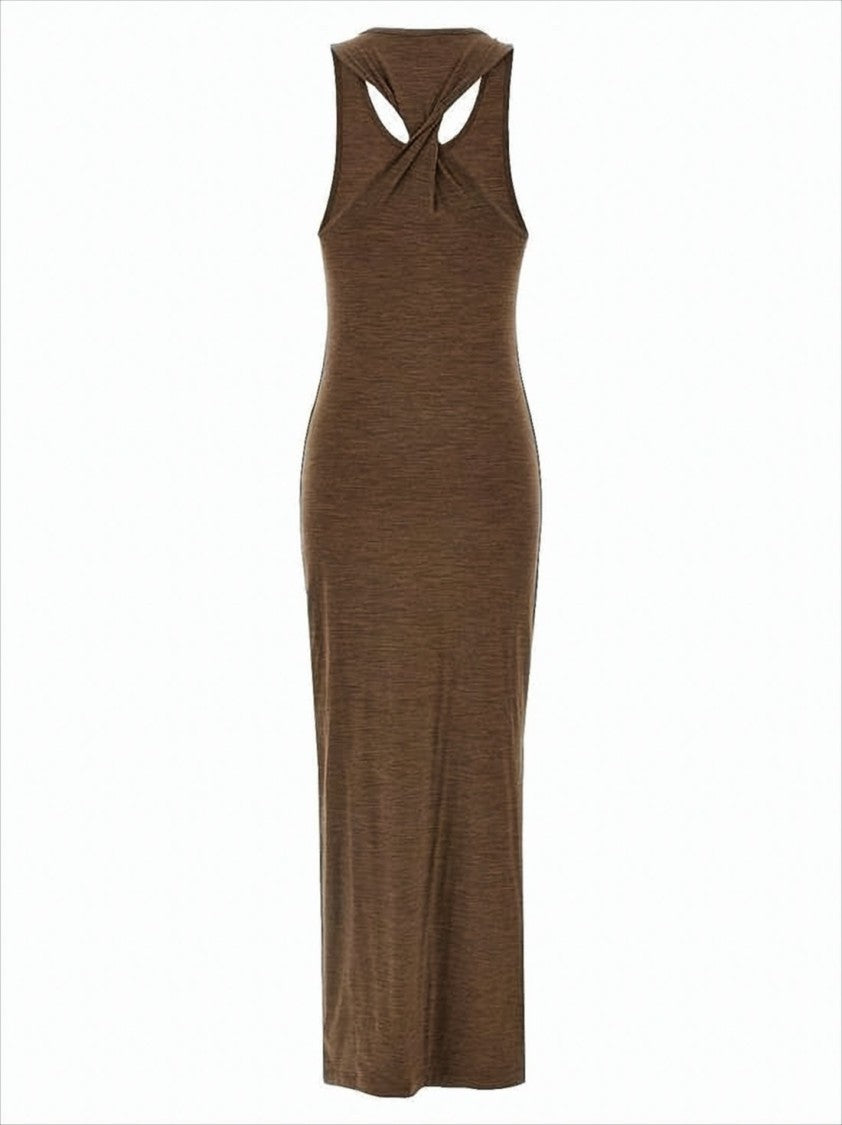 Loewe Sleeveless Fitted Long Dress With Twisted Cutout Detail