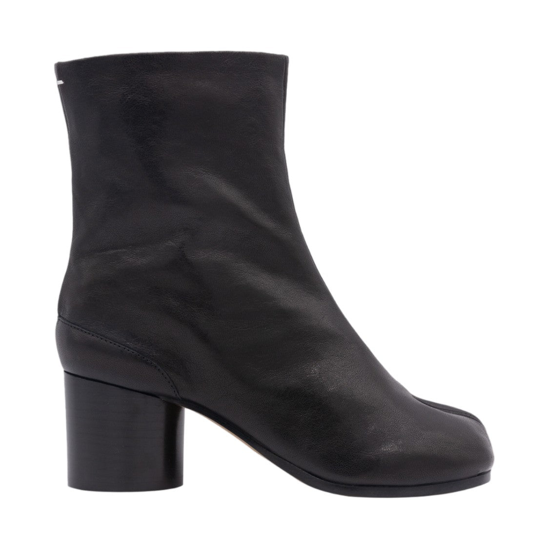 Maison Margiela Mid-Calf Black Leather Boots With Split-Toe Design