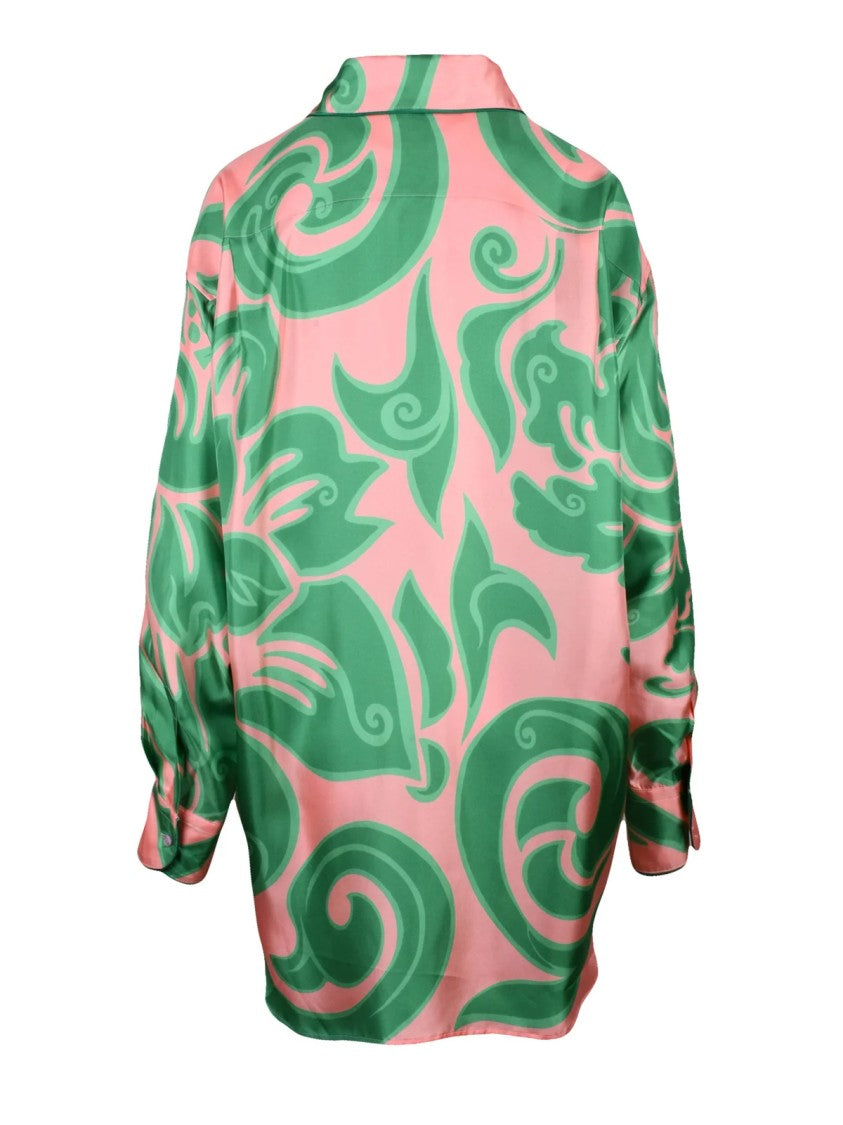 Etro Pink Green Oversized Silk Shirt