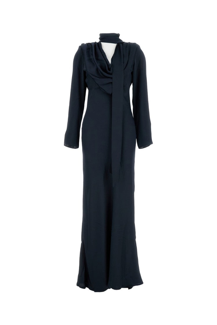 Rotate Birger Christensen Long Draped Satin Dress