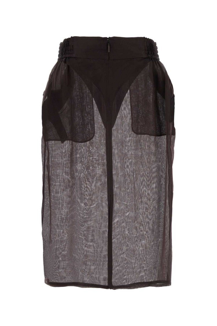 Saint Laurent Brown Silk Skirt