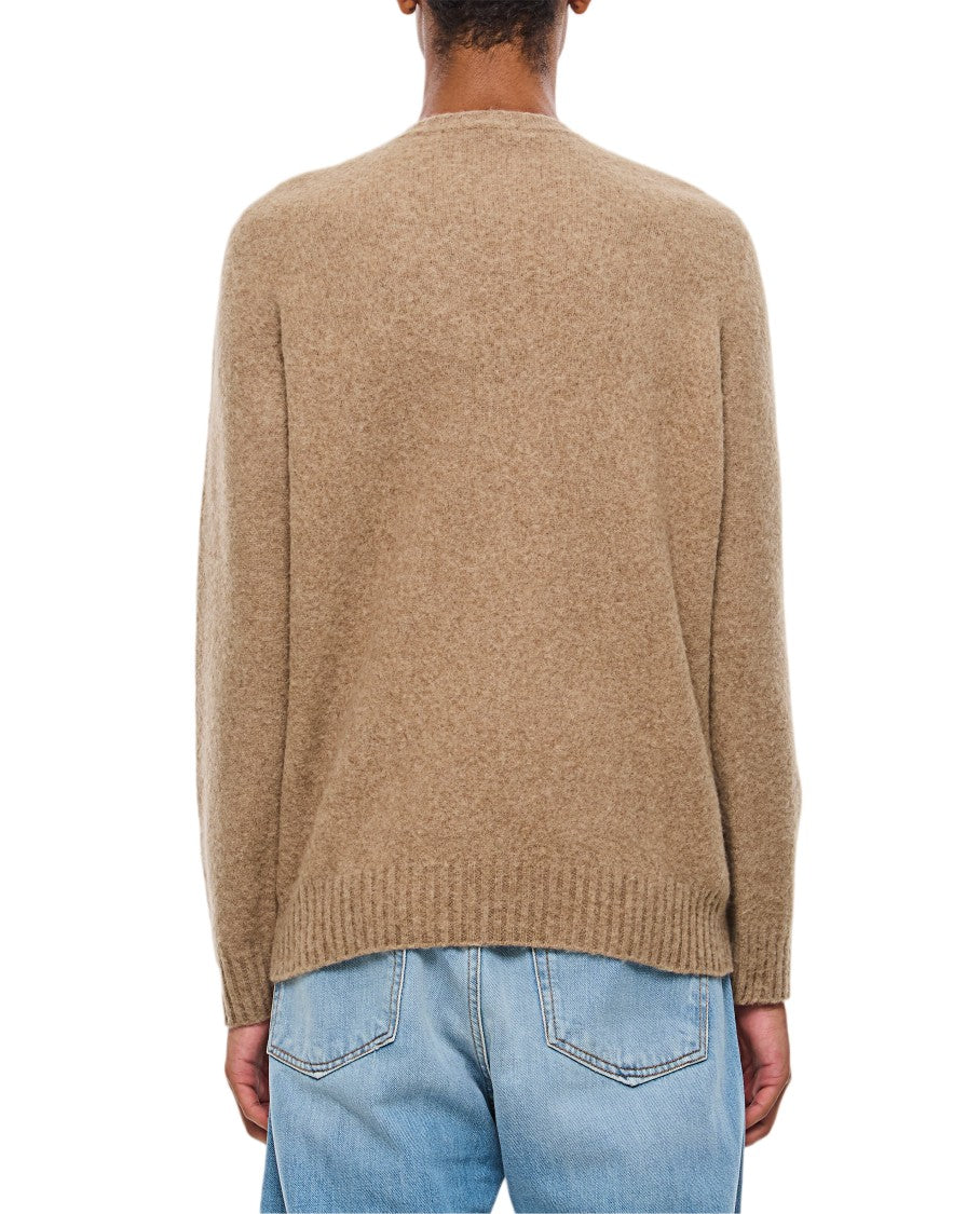 Drumohr Beige Crewneck Knit Sweater With Ribbed Finishes