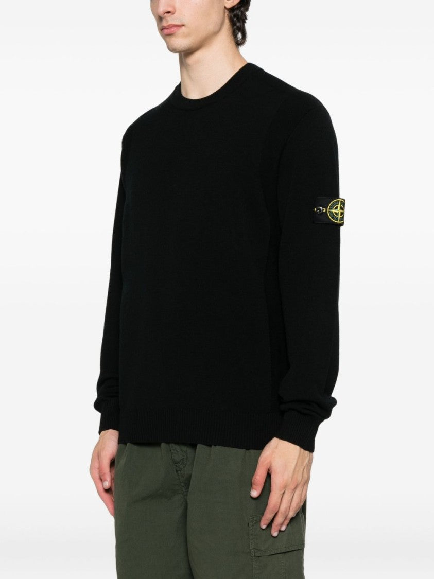 Stone Island Refined Crew Neck Black Knit Sweater