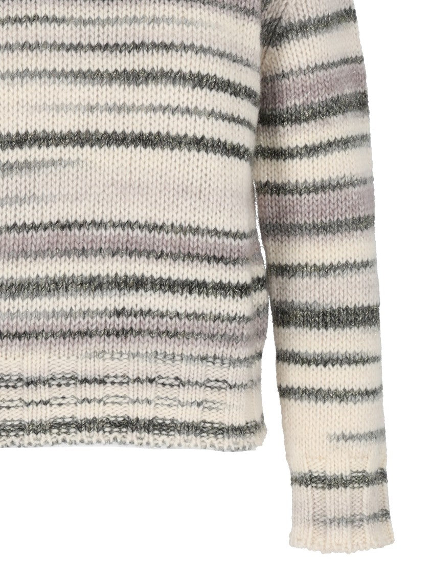 Kangra Cashmere Knitted Turtleneck Sweater With Printed Yarn And Ribbed Finish
