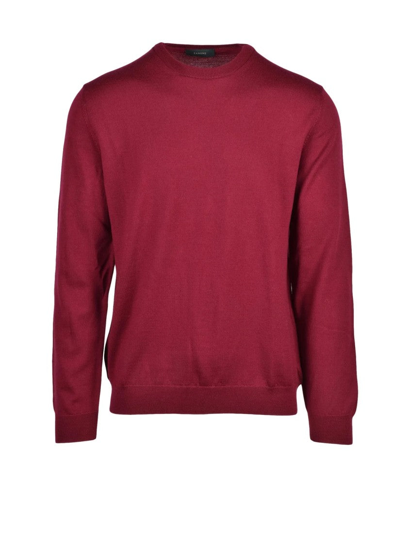 Zanone Red Virgin Wool Crewneck Sweater