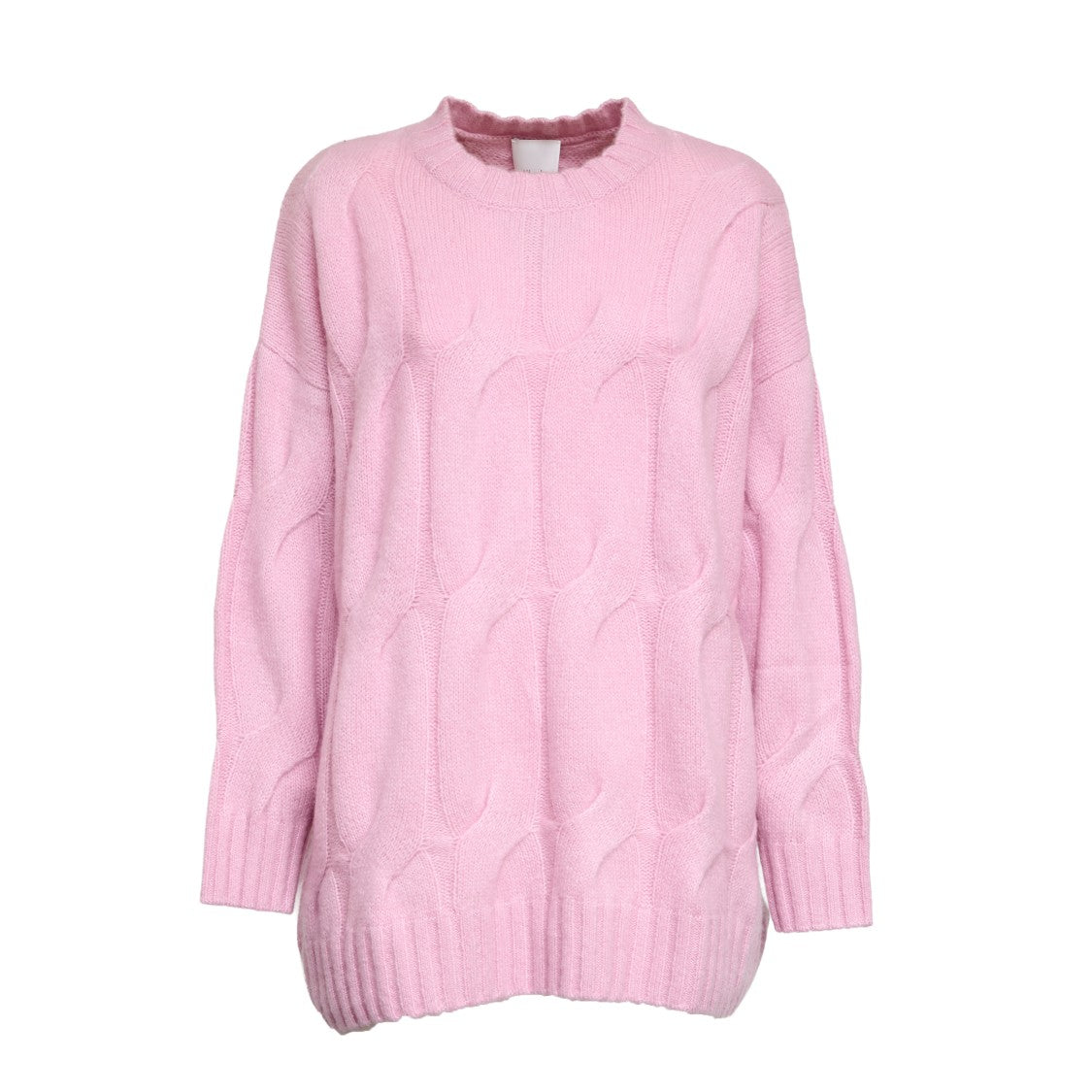 Allude Oversized Cable Knit Sweater With Ribbed Detailing