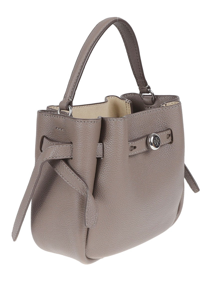 Tory Burch Structured Pebbled Leather Handbag With Turn-Lock Closure