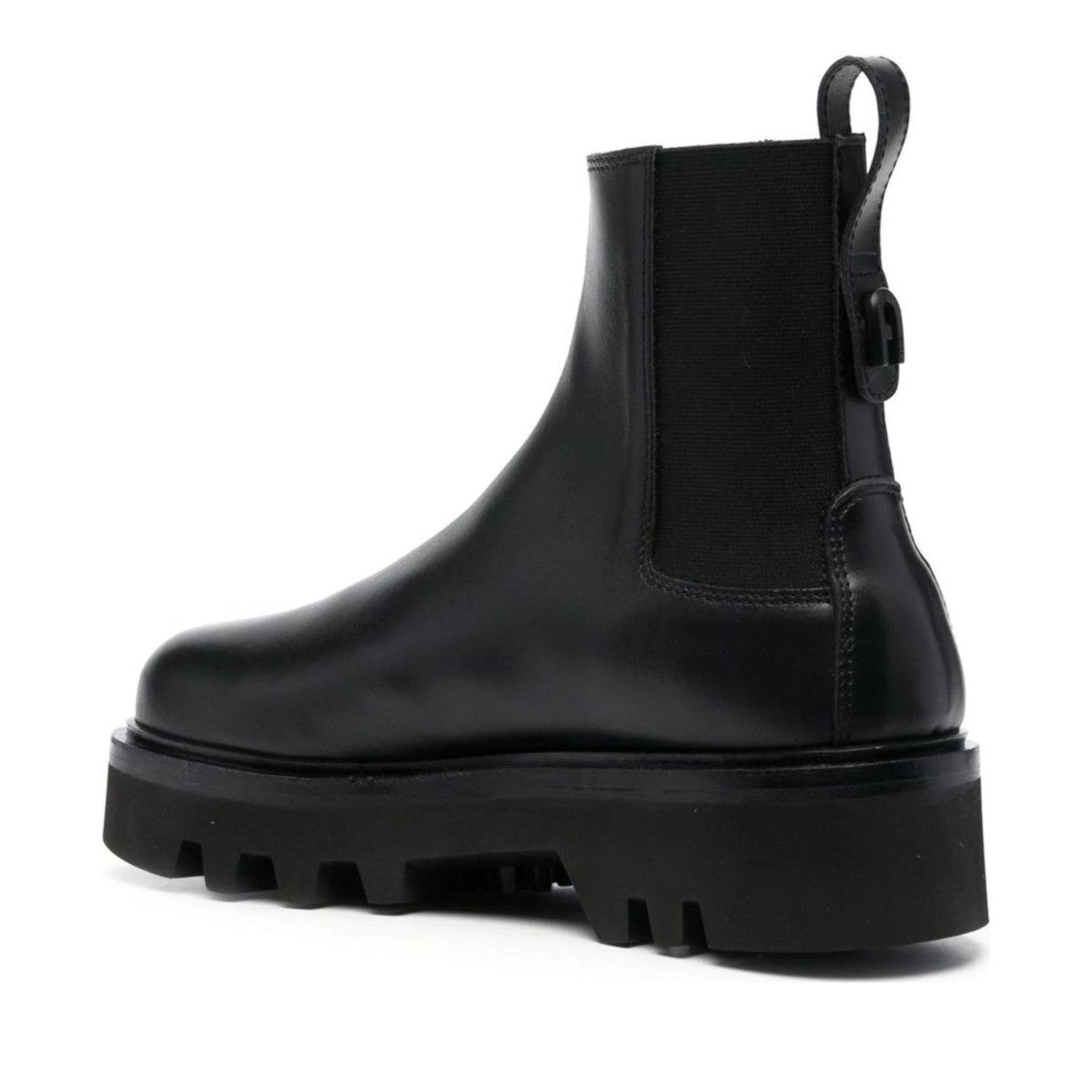 Furla Black Rita Minimalist Elastic Side Panels Leather Ankle Boots