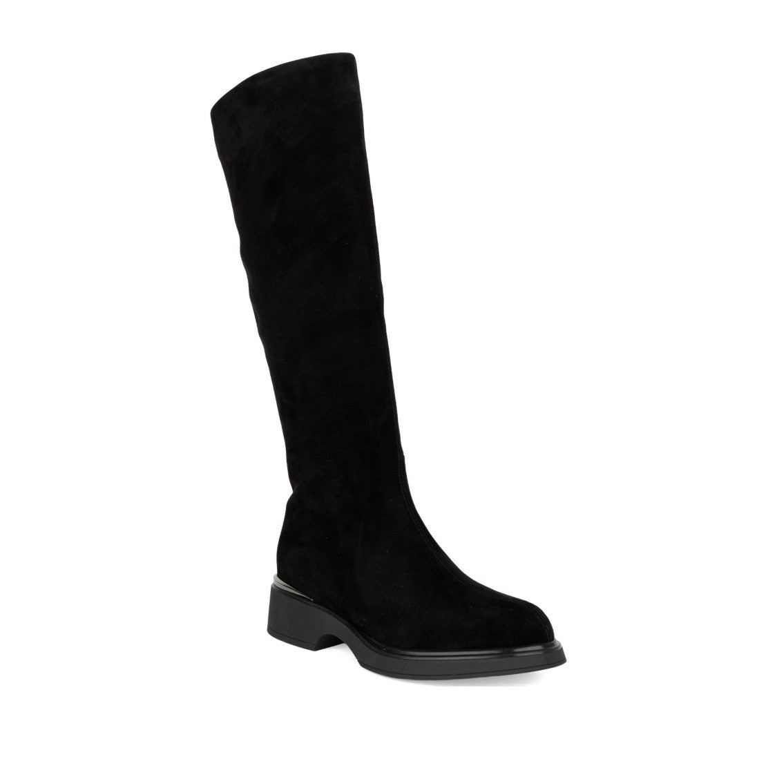 Linda Baumann Black Soft Suede Low Block Heel Tall Boots