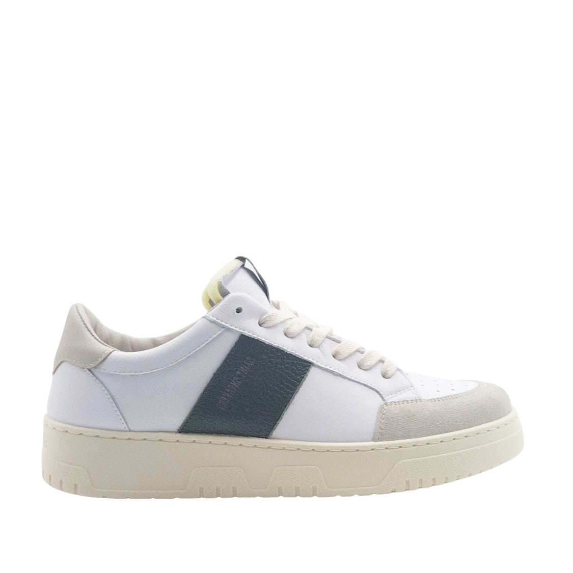 Saint Sneakers White Leather Sneakers With Green Side Stripe
