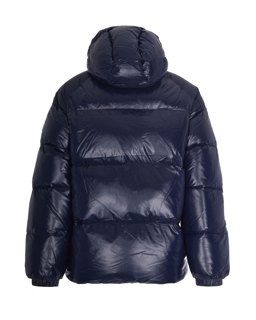 Pyrenex Lacquered Bomber Down Jacket With Hood – Blue
