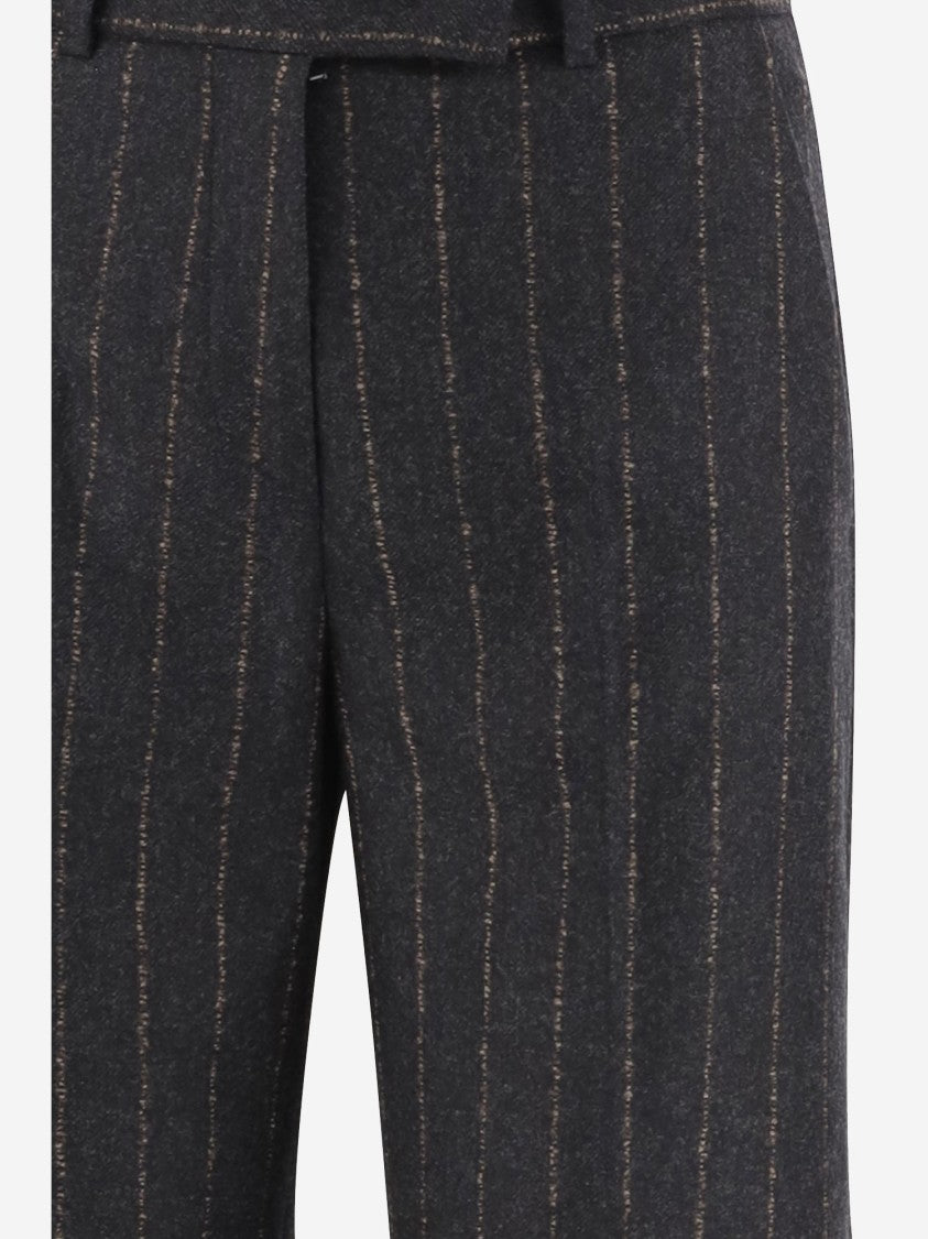 Ql2 Theodora Wool And Cashmere Striped Pants