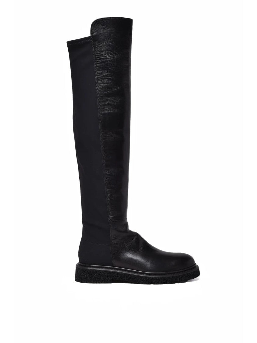 Guglielmo Rotta Black Leather Stretch Boots
