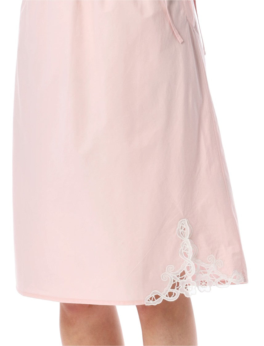 Soeur Midi Skirt With Elastic Waistband And Lace Embroidery