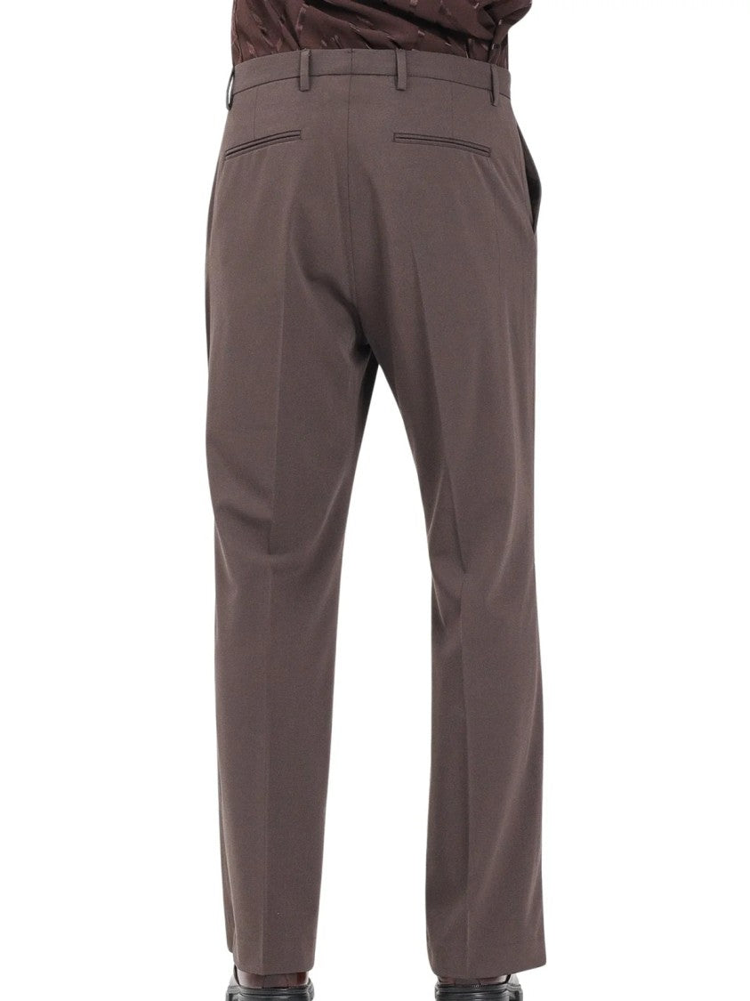 I M Brian Brown Straight-Leg Wool-Blend Trousers