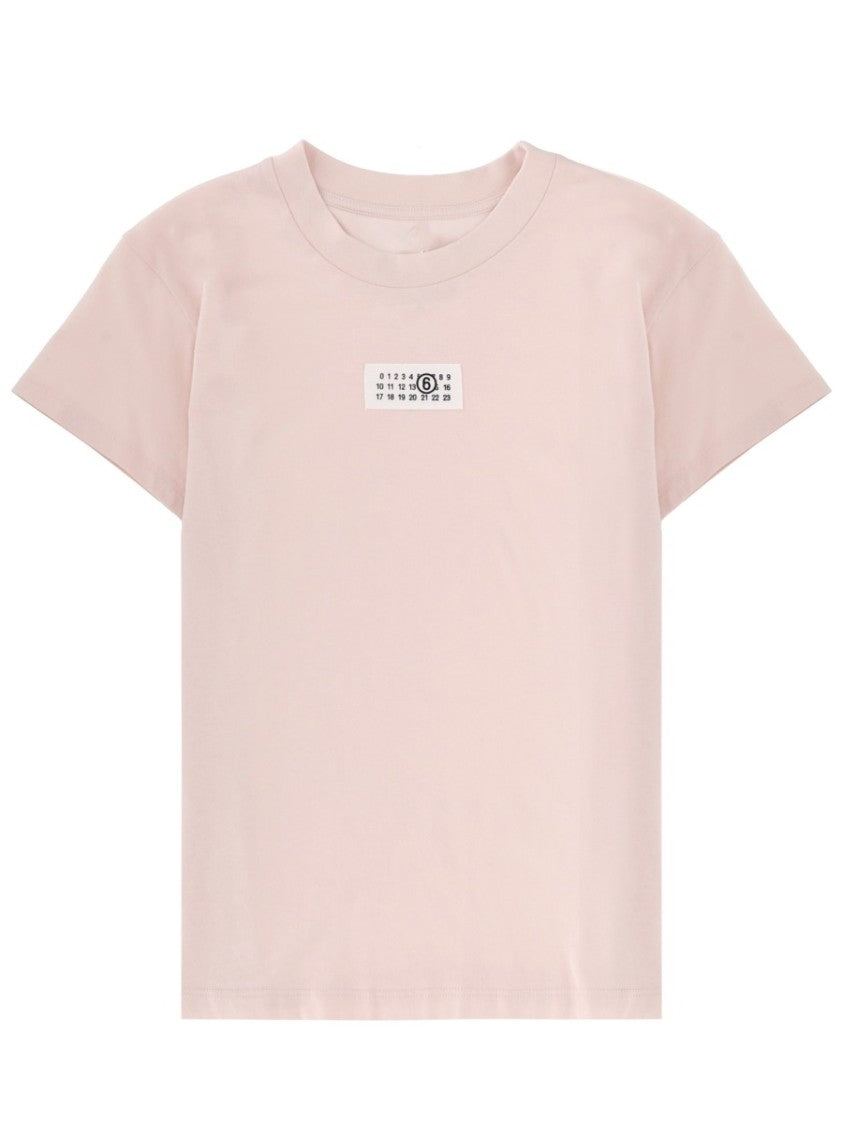 Mm6 By Maison Margiela Light Pink Chest Logo Patch T-Shirt