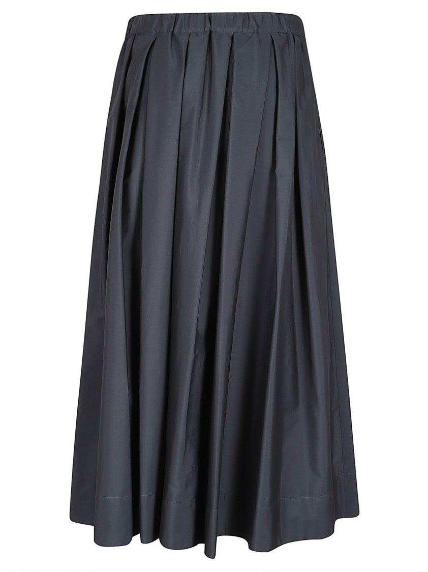 Max Mara Voluminous Pleated Midi Skirt With Gathered Waistband