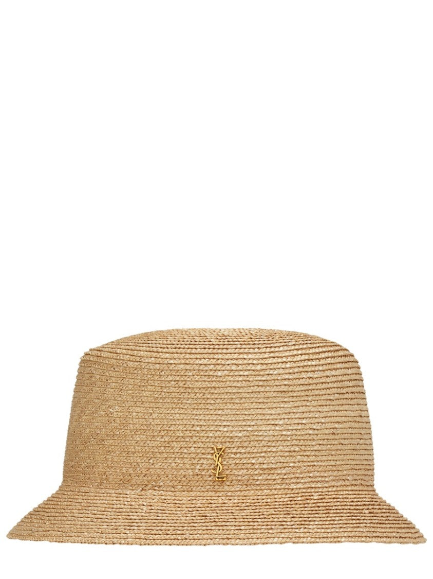 Saint Laurent Brown Straw Fedora Hat