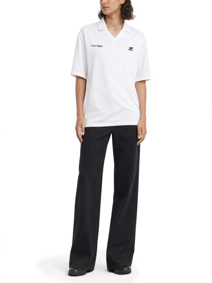 Courrèges Oversized Relaxed Fit Logo Polo Shirt