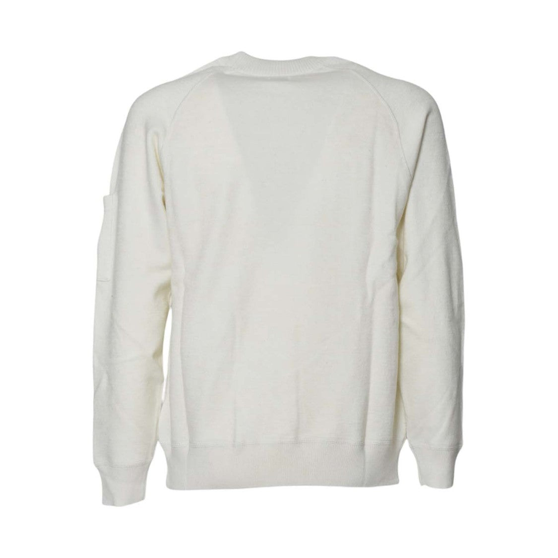 C.P. Company White Merino Wool Sweater With Distinctive Lens Detail