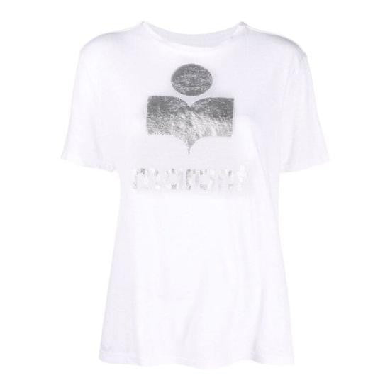 Isabel Marant Relaxed-Fit Linen Tee With Bold Graphic Print