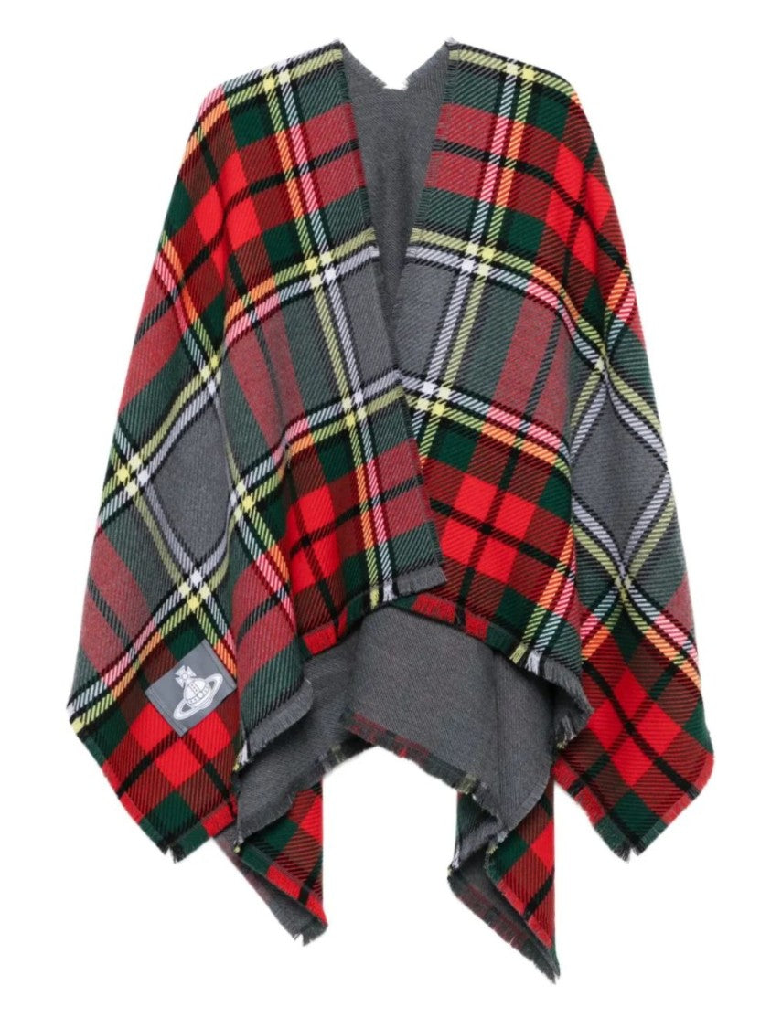 Vivienne Westwood Tartan Plaid Wrap Scarf With Fringed Edges