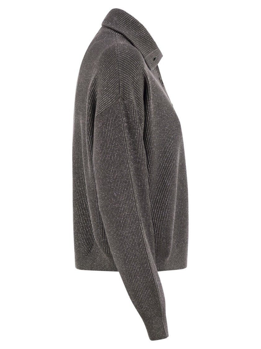Brunello Cucinelli Cotton And Viscose Rib Knit High Collar