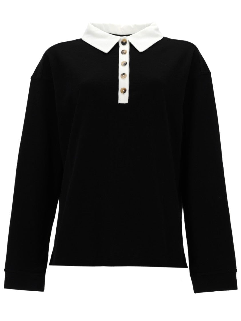Khaite Faithful Silk Contrast Collar Polo Shirt