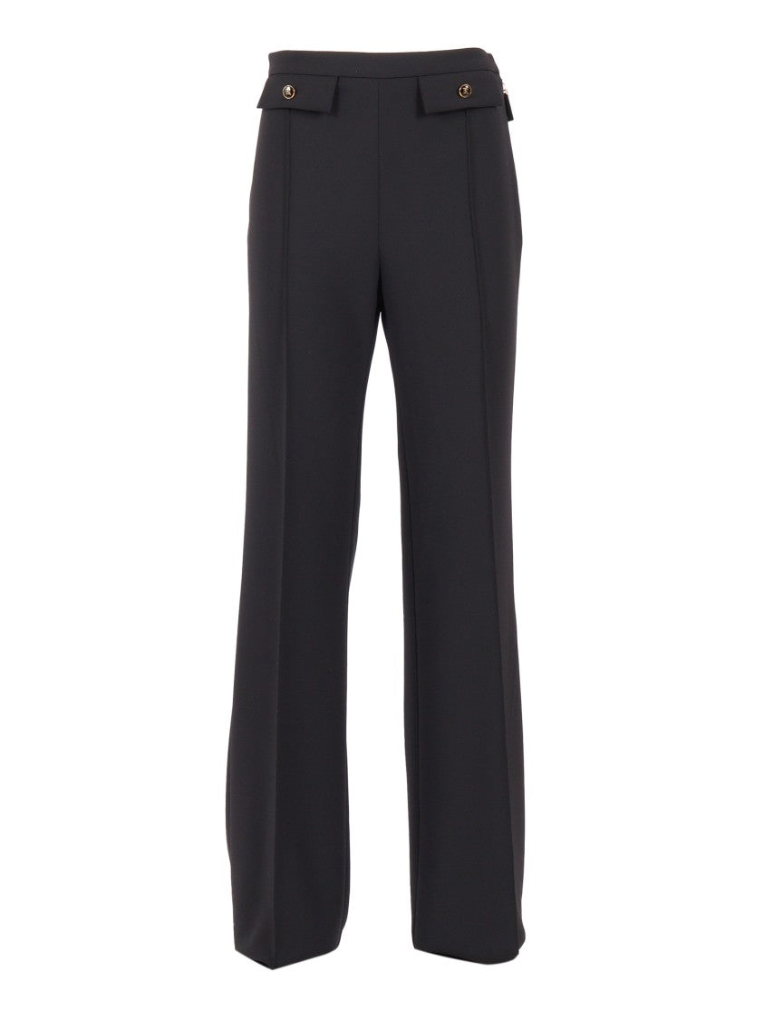 Elisabetta Franchi Straight-Leg Tailored Trousers With Decorative Gold-Tone Buttons