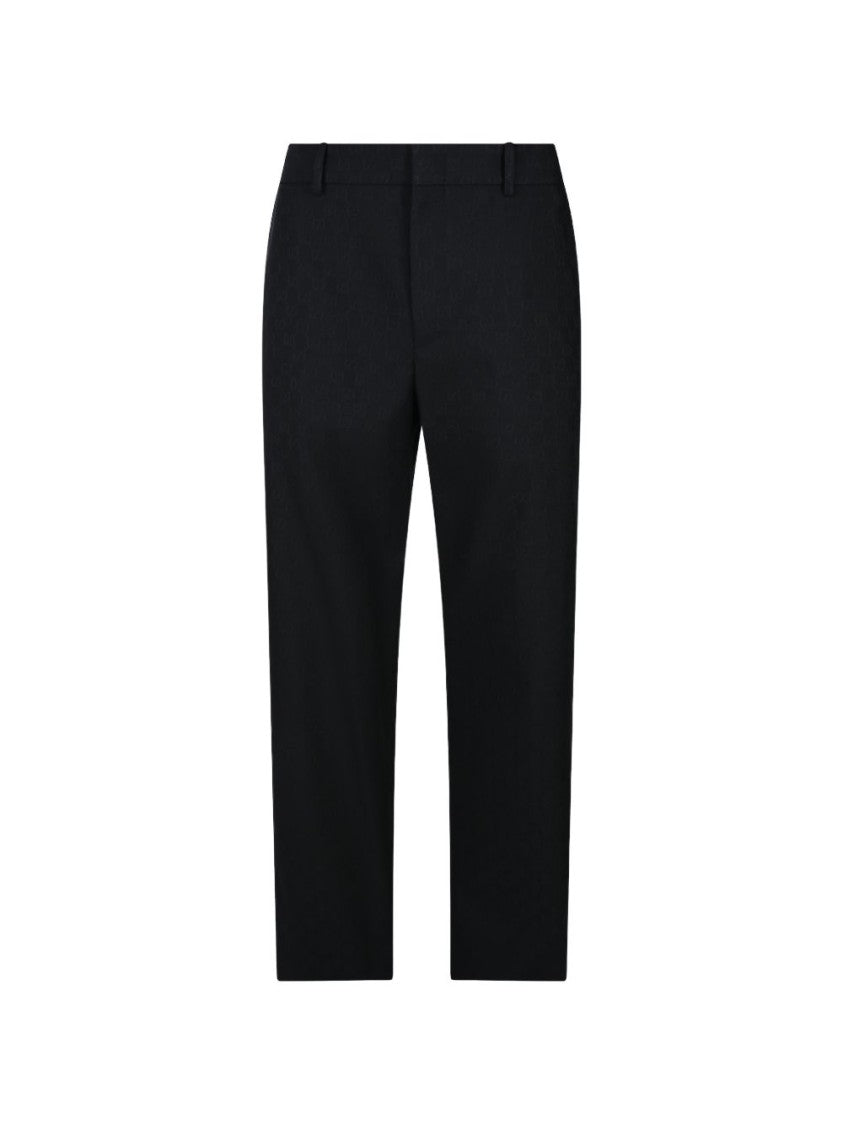 Gucci Black Gg Wool Tailored Pants