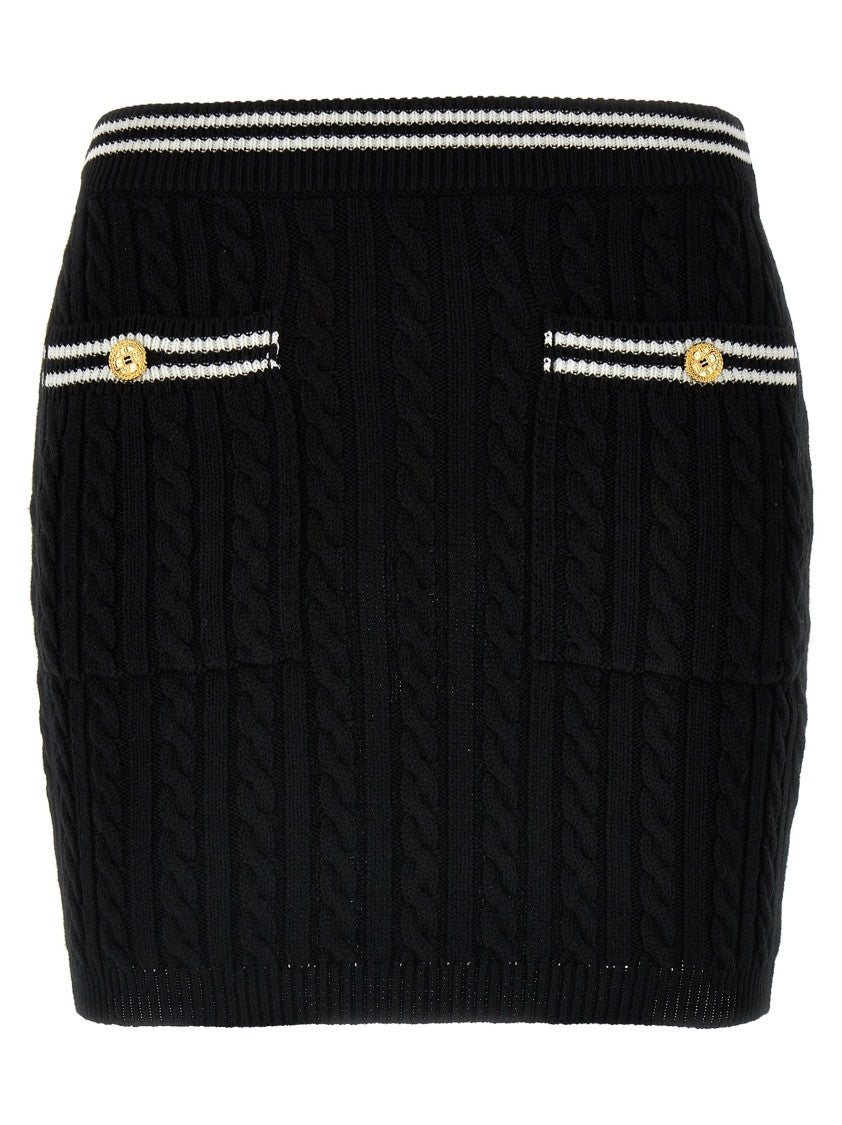 Alessandra Rich Braided Cotton Mini Skirt With Contrast Details