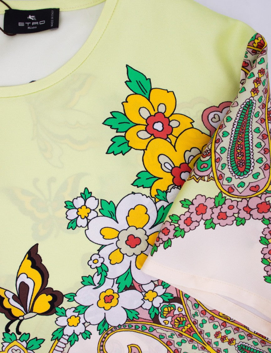 Etro Short-Sleeved Top With Multicolored Floral Print
