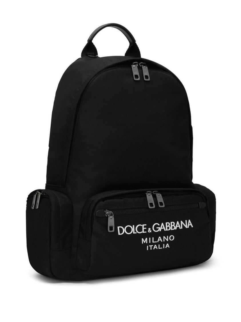 Dolce & Gabbana Logo-Print Black Backpack With Functional Design