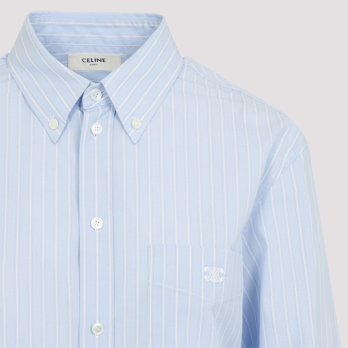 Celine Striped Light Blue Cotton Poplin Shirt