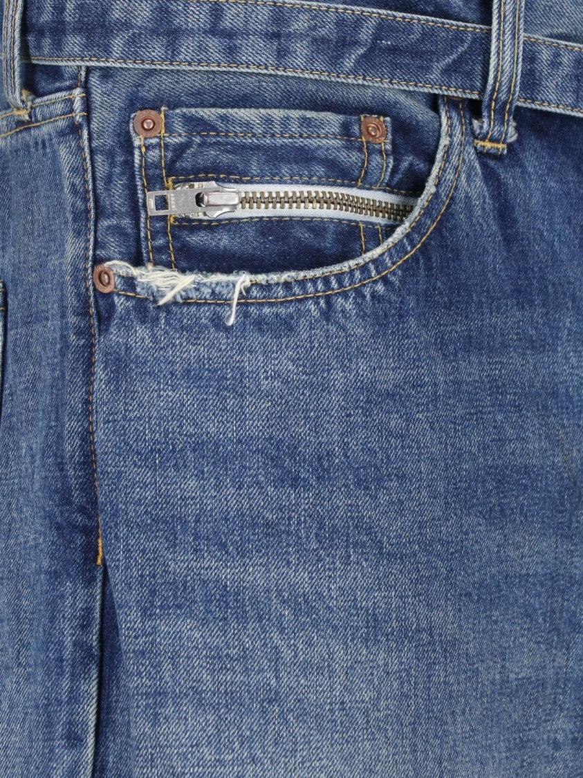 Sacai Wide-Leg Belted Buckle-Fastening Jeans