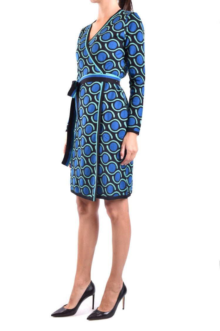 Diane Von Furstenberg Multicolor Wrap Dress With Geometric Pattern