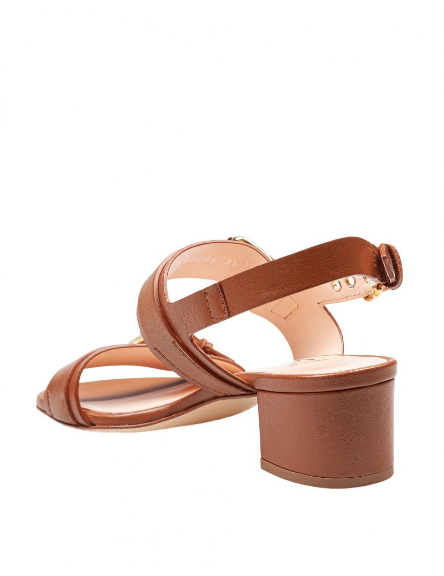 Agl Brandy Leather Sandals With Maxi Buckles