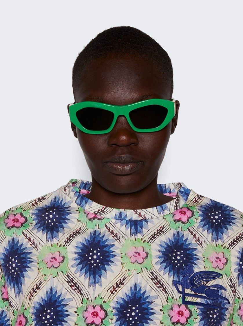 Bottega Veneta Angular Green Acetate Sunglasses