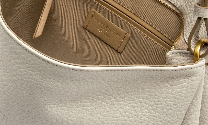 Gianni Chiarini Sand Textured Leather Handbag With Magnetic Closure