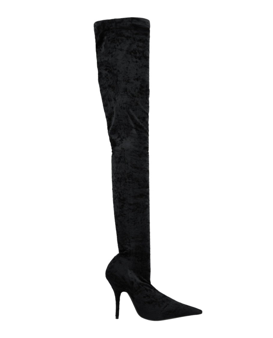Balenciaga Knife Cuissardes 110 Crushed Velvet Boots