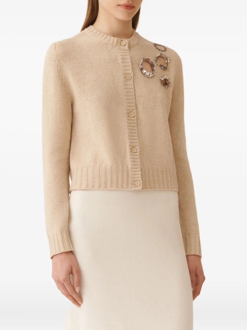 Fabiana Filippi Cropped Knit Cardigan With Decorative Embellishments