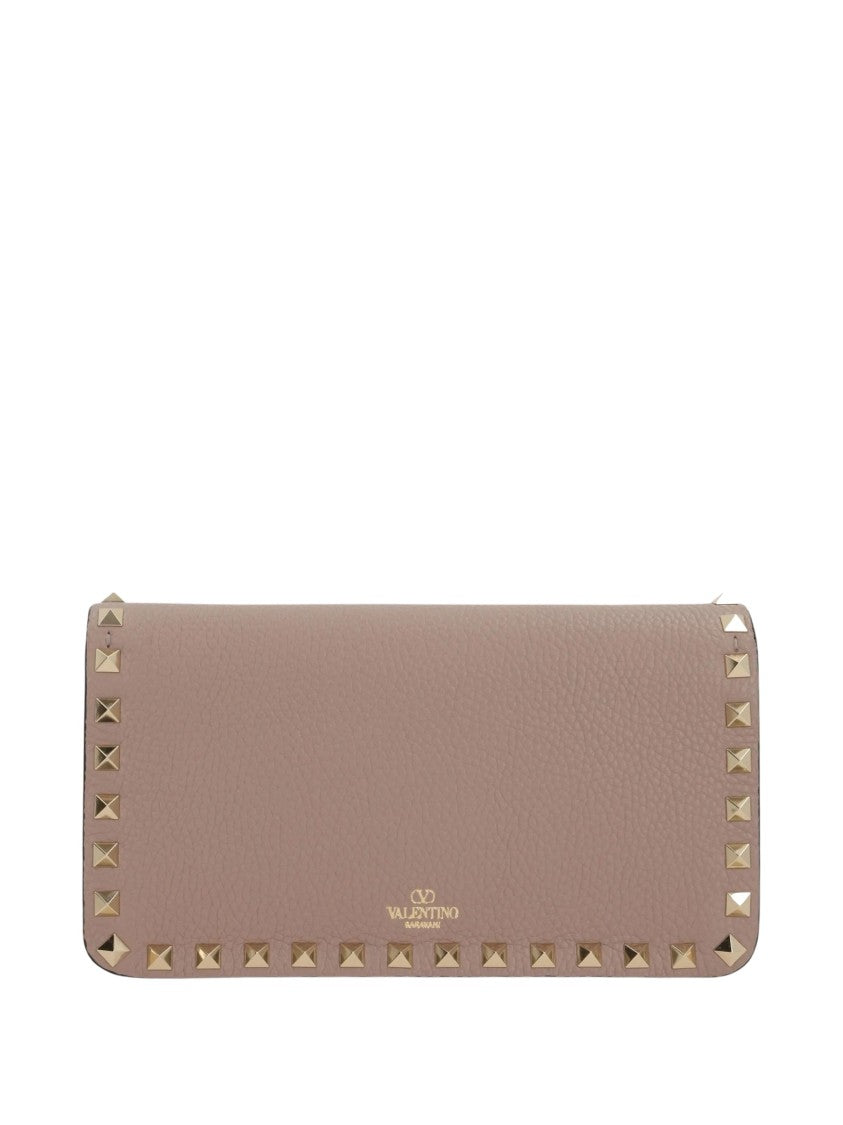 Valentino Pyramid Stud Taupe Leather Wallet
