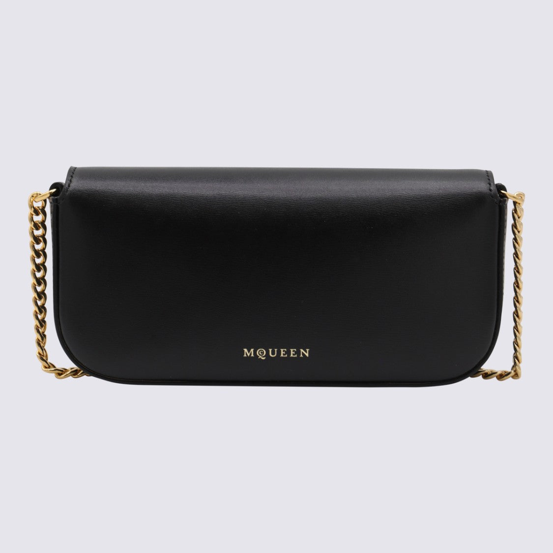 Alexander Mcqueen Black Leather Skull Flower Small Shoulder Bag