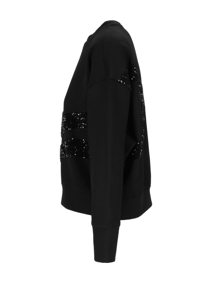 Emporio Armani Black Sequin Cropped Sweatshirt